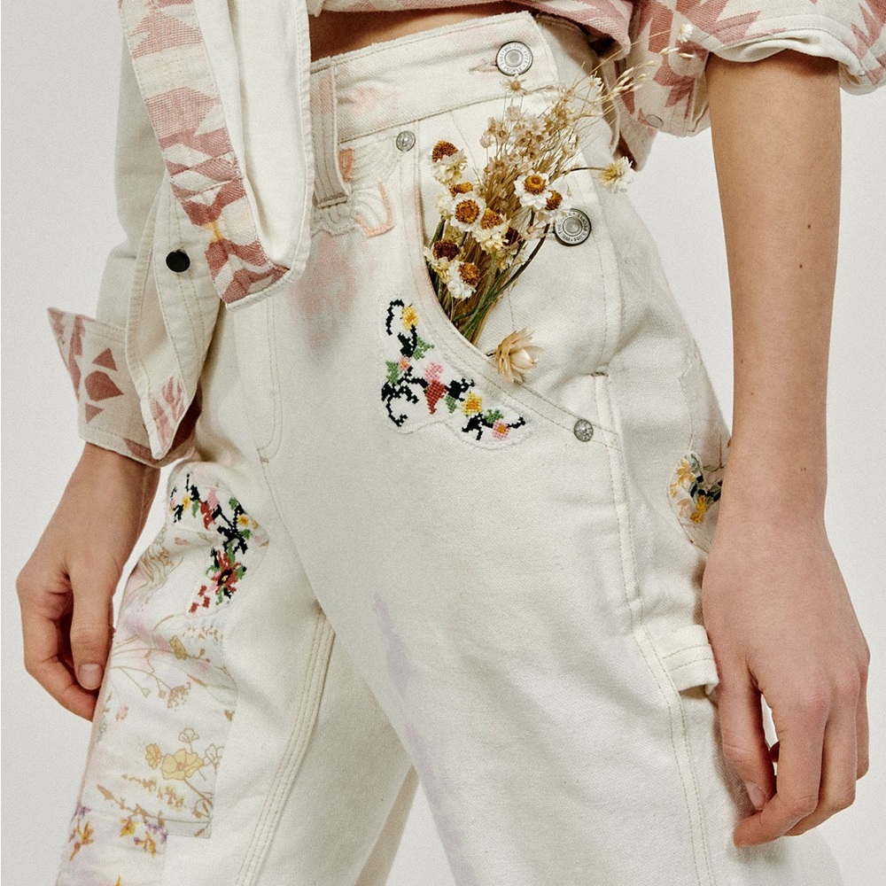 free people embroidered cargo pants